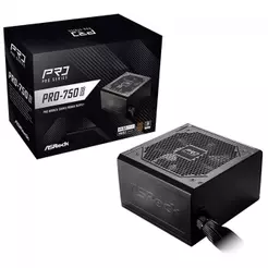Fonte ASRock Pro, 750W, 80 Plus Bronze, ATX 3.1, PCIe 5.1, PFC Ativo, Preto, PRO-750B