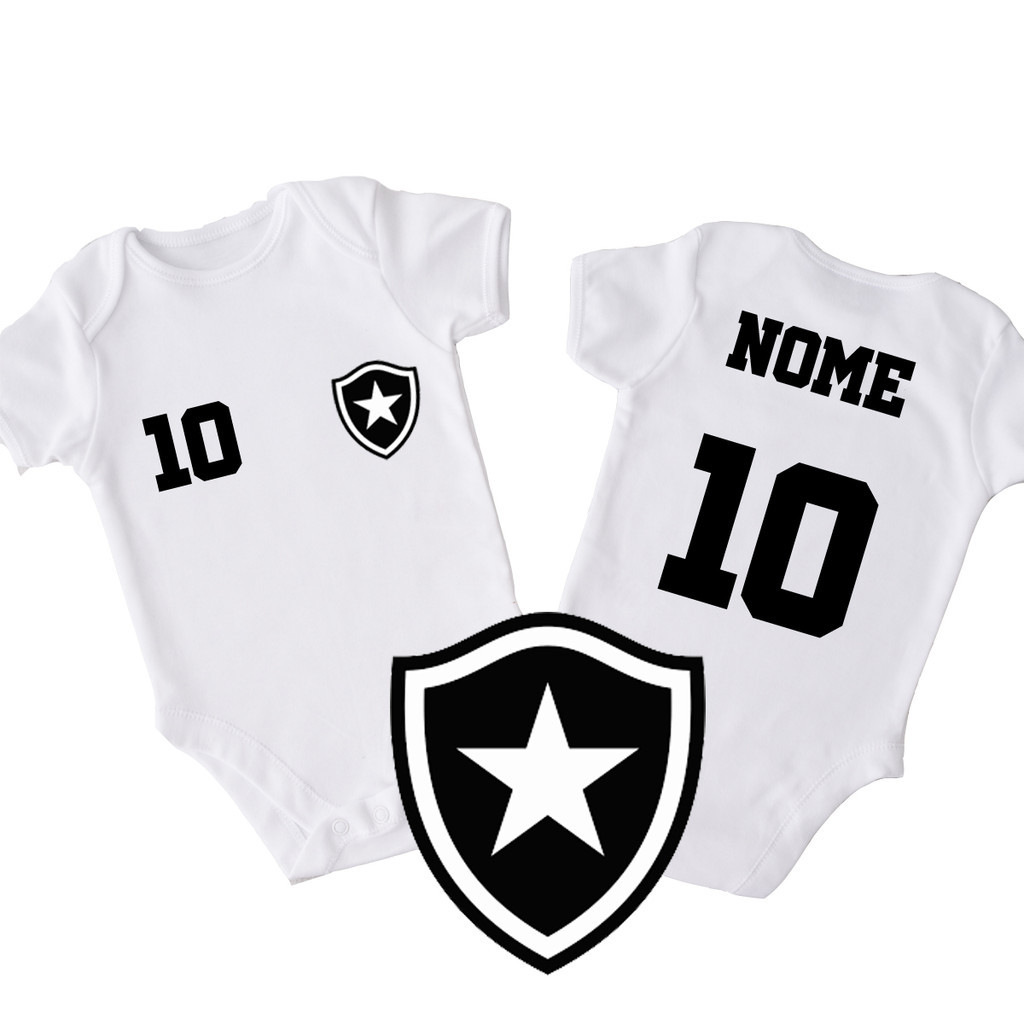 Body Botafogo Infantil Bebê Bori de Time Personalizado com Nome do Bebe  Roupa Bebe