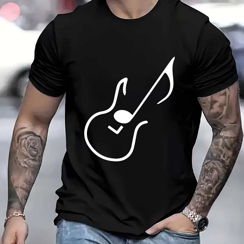 Camiseta Basica Masculina Estampa Nota Musical Violão