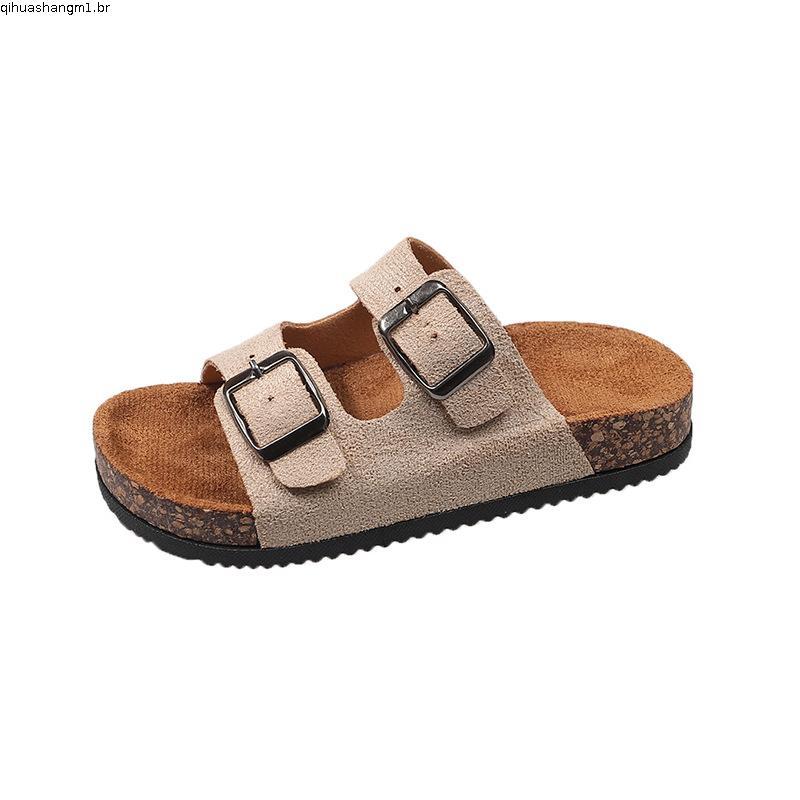 Sandálias Para Crianças Com Alça Dupla Ajustável Fivela De Metal Chinelo De Couro Meninos E Meninas
