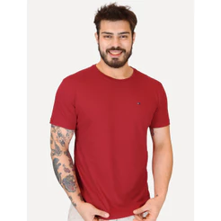 Camiseta Tommy Hilfiger Original Masculina Essential Cotton Vermelho Escuro