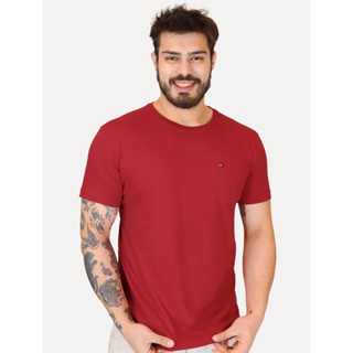 Camiseta Tommy Hilfiger Masculina Essential Cotton Vermelho Escuro em Oferta na Shopee