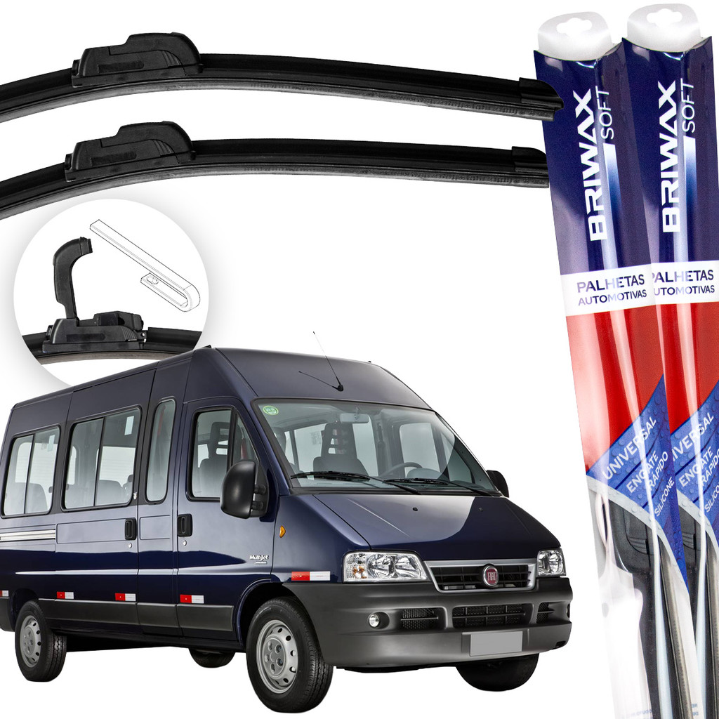 Jogo Palhetas Limpador Parabrisa Fiat Ducato 1994 Até 2017 Gancho Universal