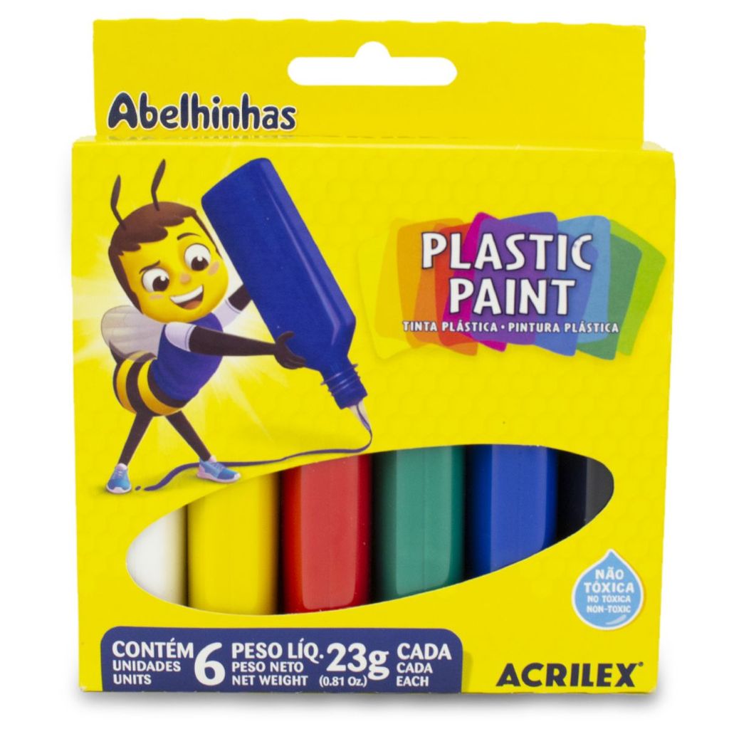 Tinta Plástica com 6 Cores 23g Cada - 03206 - Acrilex