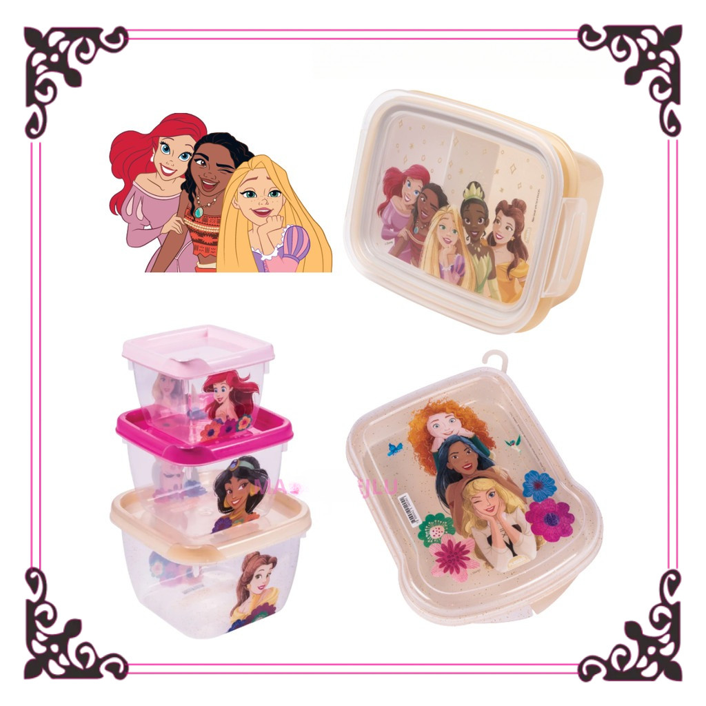 Kit Lancheira com 3 Potinhos Sanduicheira Marmita Princesas Plasútil Lanche Escolar Frutas Plasutil Infantil