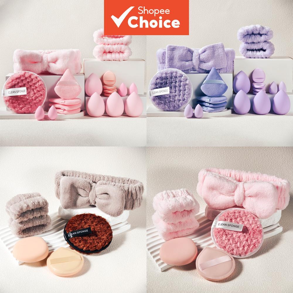 Conjunto de 6 peças/20 peças de ferramentas de maquiagem, esponja de maquiagem + esponja para pó + faixa de cabelo +