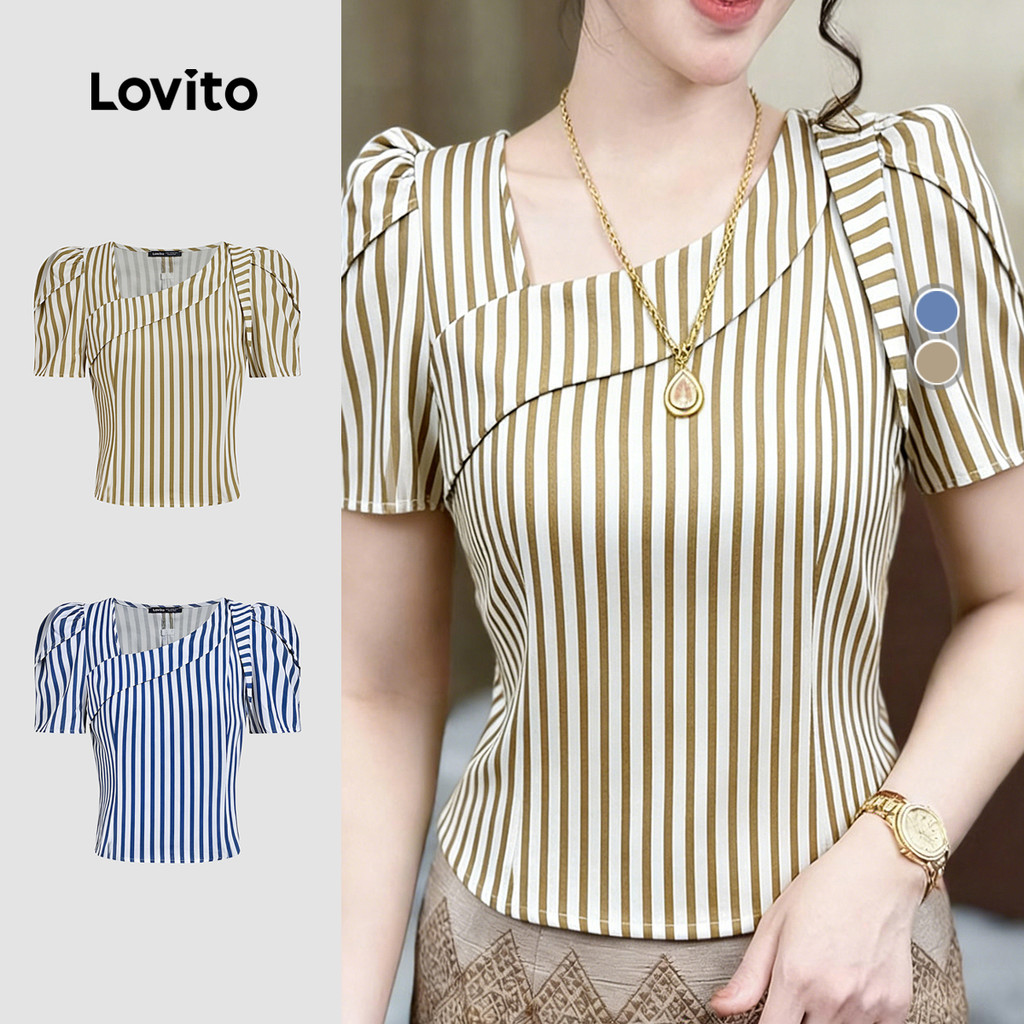 Lovito Blusa Casual Assimétrica Primavera/verão para Mulheres LK2ED404