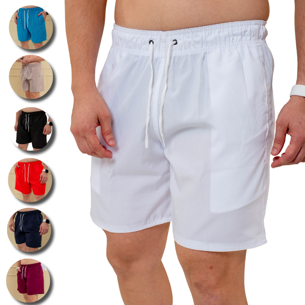 Bermuda Short Tactel Masculino 3 Bolso Com Elastano Reforçado Para Treino, Academia, Praia e Casual