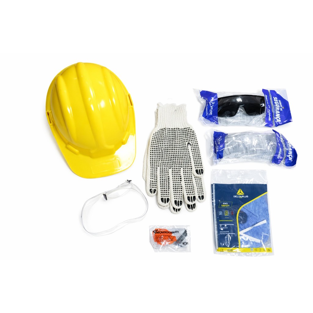 Kit Obra Epi Capacete + Jugular + Óculos + Luva + Máscara + Prot. auricular