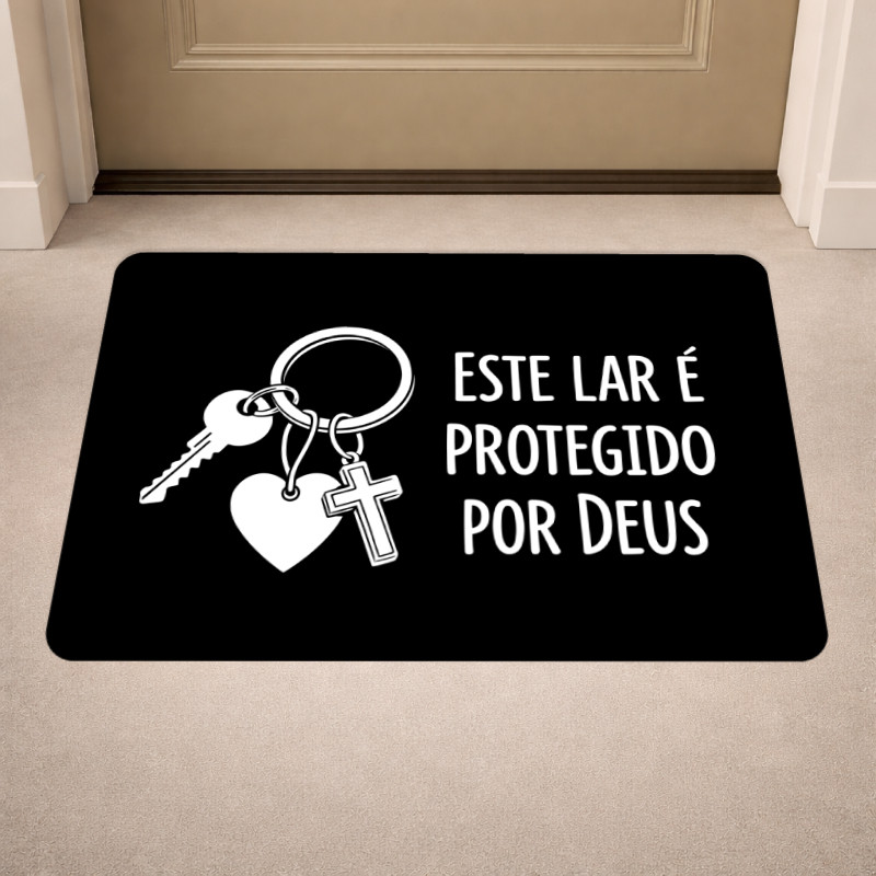 Imagem Tapete de Porta Antiderrapante Biblico, Oração, Cristão, Evangélico 40x60cm