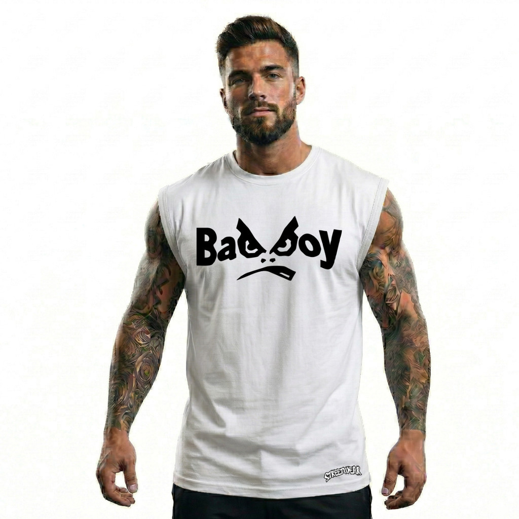 Regata Machão Oversized 100% Algodão Camiseta Cavada Musculação Streetwear Treino Bad Boy Academia