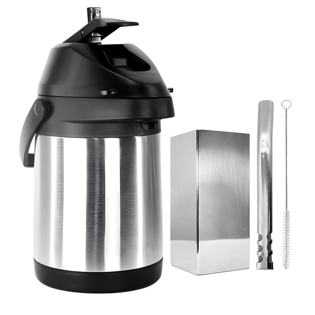 Kit Tereré Silver Copo Quadrado Inox Térmico + Bomba V6 Inox + Garrafa Térmica 2,5L Inox