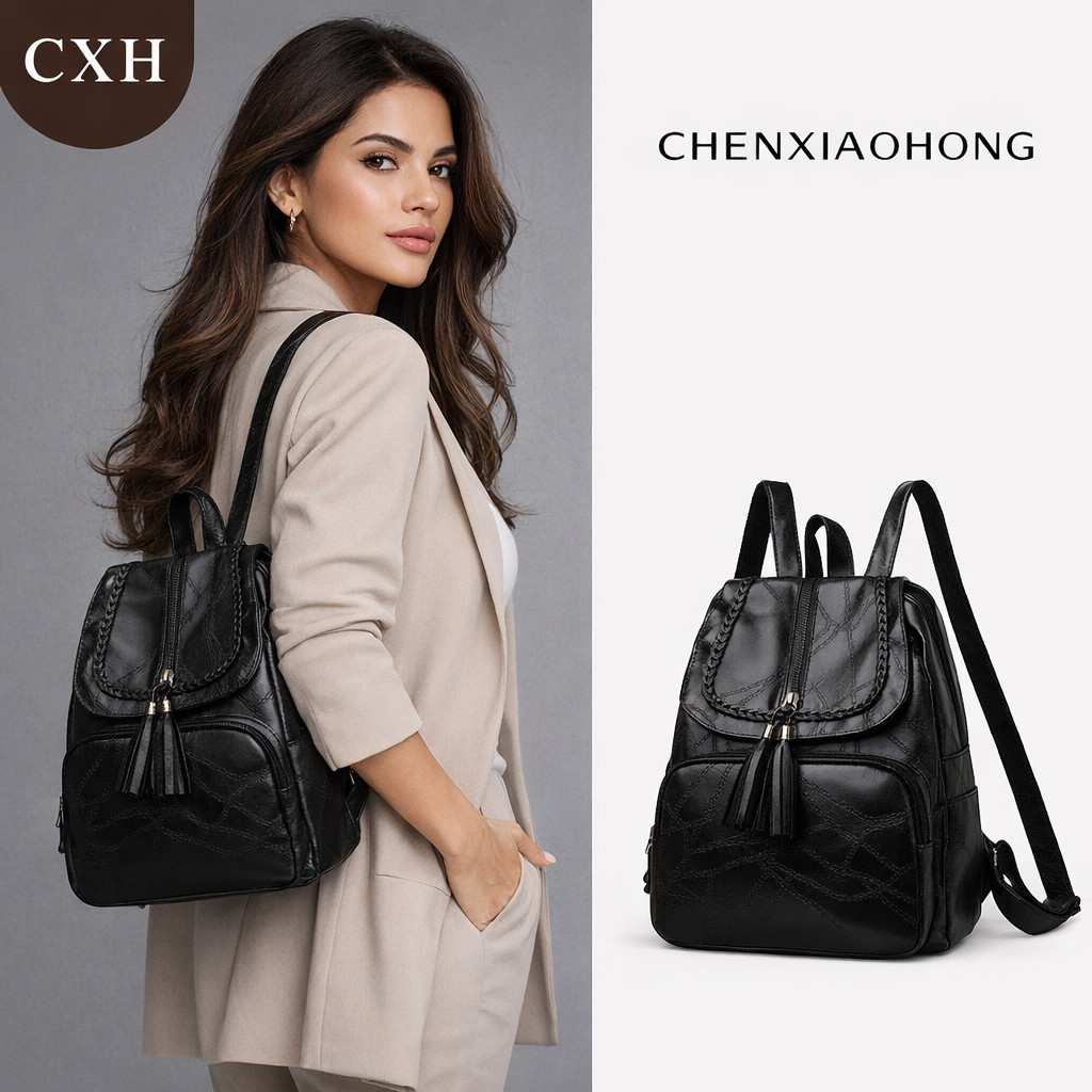 CHENXIAOHONG  Mochila casual grande com franjas de PU,Bolsa feminina, adequada para deslocamentos diários e viagens.