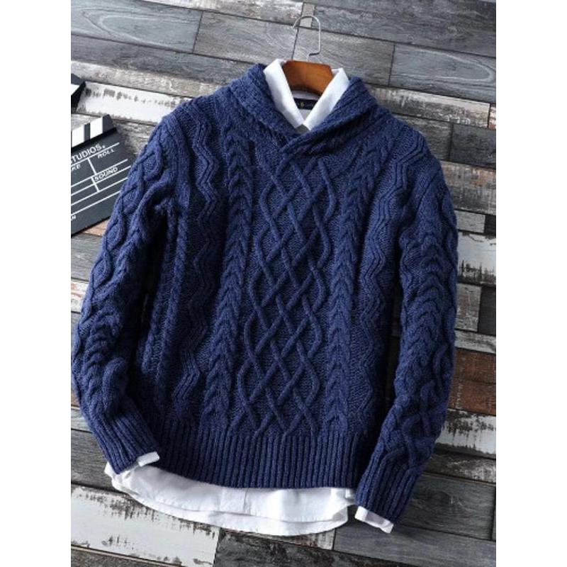 Roupas masculinas de comércio exterior Produtos europeus Suéter masculino de gola meia alta torcido Suéter masculino com