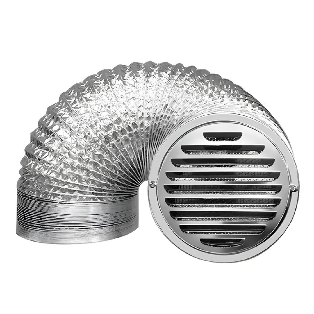 Kit instalação P/ Coifa Secadora Exaustor Duto 4" c/ 7,5 metros + Grade de ventilação com tela 10cm