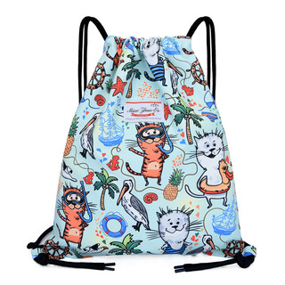 Lona cordão bolso cordão ins esportes Fitness feminino mochila bonito menina dos desenhos animados luz viagem pequena mo