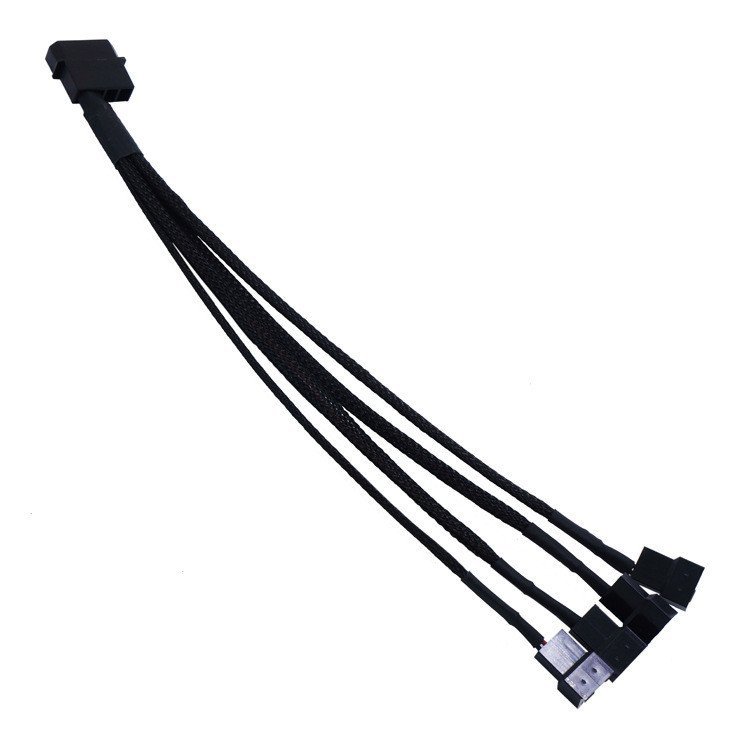 Cabo adaptador HUB para ventoinha de computador 1 para 4, cabo de expansão de 4 pinos grandes para 3/4 pinos com malha t