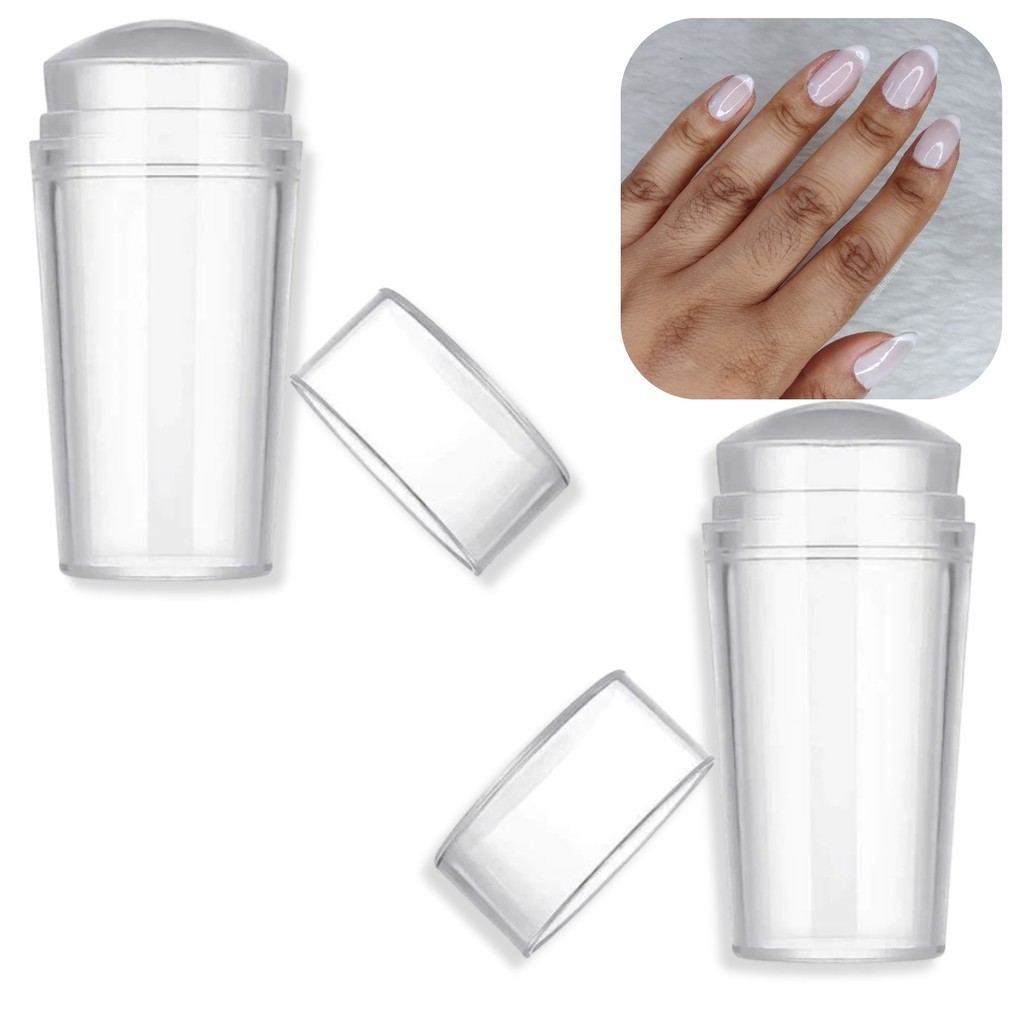 Kit 2 Carimbo Francesinha De Unha Silicone C/ Raspador Unhas