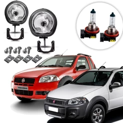 Kit farol Milha Neblina Auxiliar Fiat Strada Trecking Working 2009 10 11 12 13 14 15 16 17 18 19