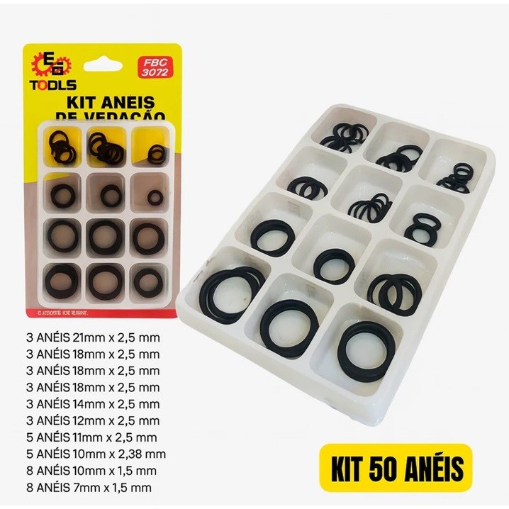KIT Jogo 50 Anéis De Vedação Oring Borracha Resistente Reparo Máquinas Torneiras  Pronta Entrega
