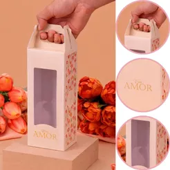 10 CAIXA PRESENTE 8X6X20CM TULIPAS 4983 ( DIA DAS MÃES JANGO 2026 ) OUTLET