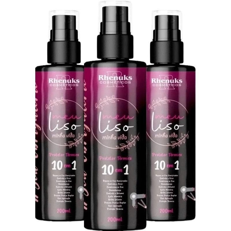 Kit 3 Spray Protetor Térmico 10 Em 1 Meu Liso Minha Vida Leave-in