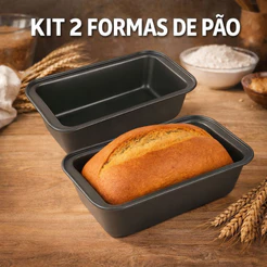 Kit 2 Forma Pão Bolo Aço Carbono Antiaderente 27 cm Não Gruda