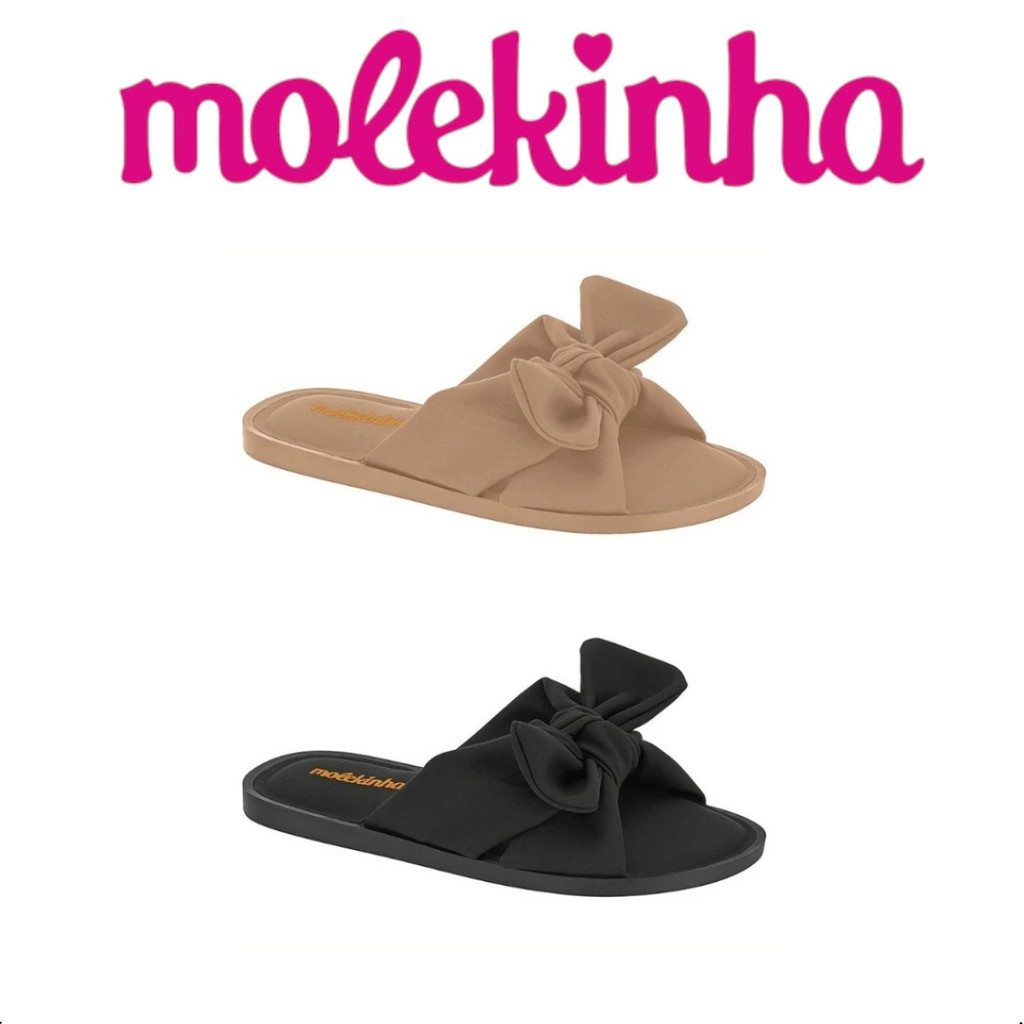 Sandália Rasteira Infantil Molekinha Slide Laço Confortável Leve