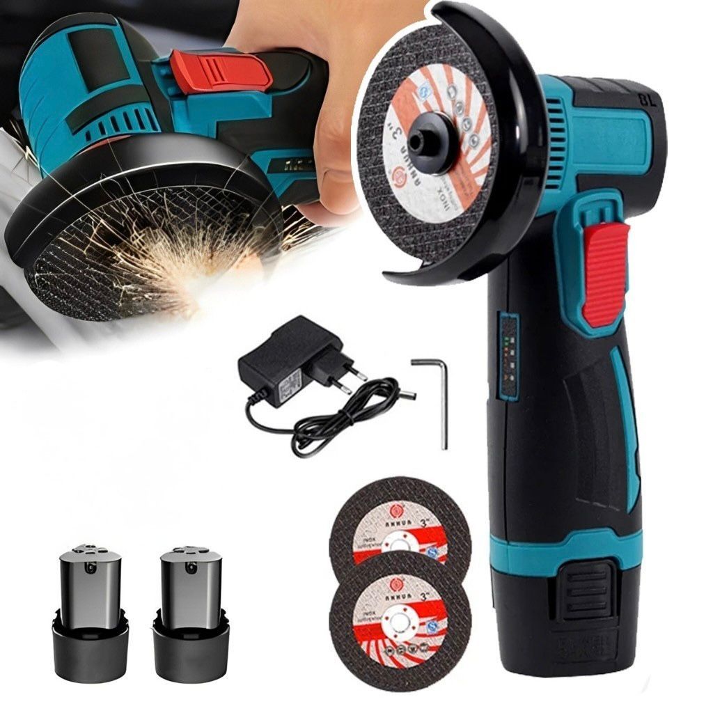 Mini Esmerilhadeira Lixadeira 2 Baterias 12V Portátil 1000W 76mm 19500 RPM