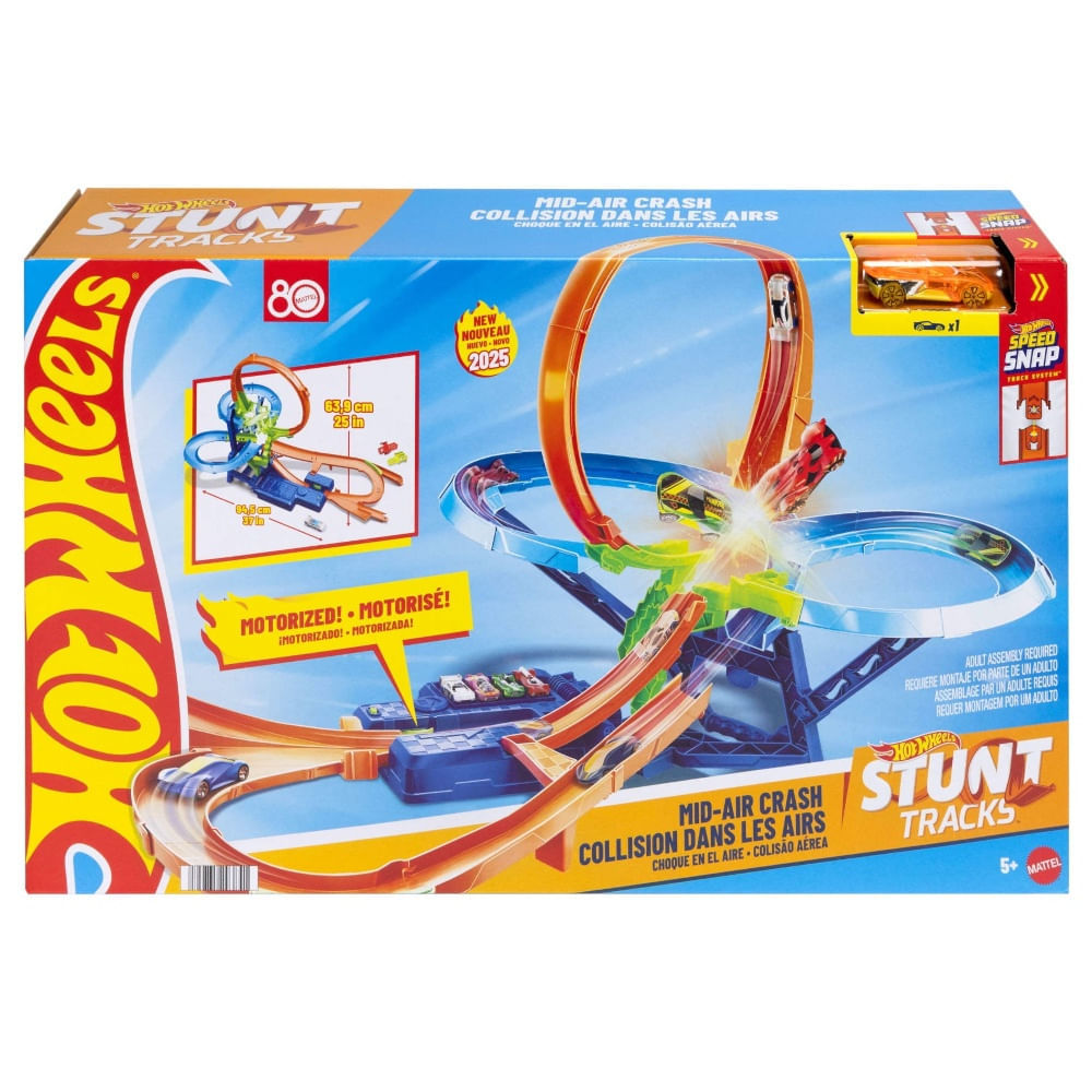 Pista com Carrinho Hot Wheels - Colisão Aérea - Stunt Tracks - Mattel