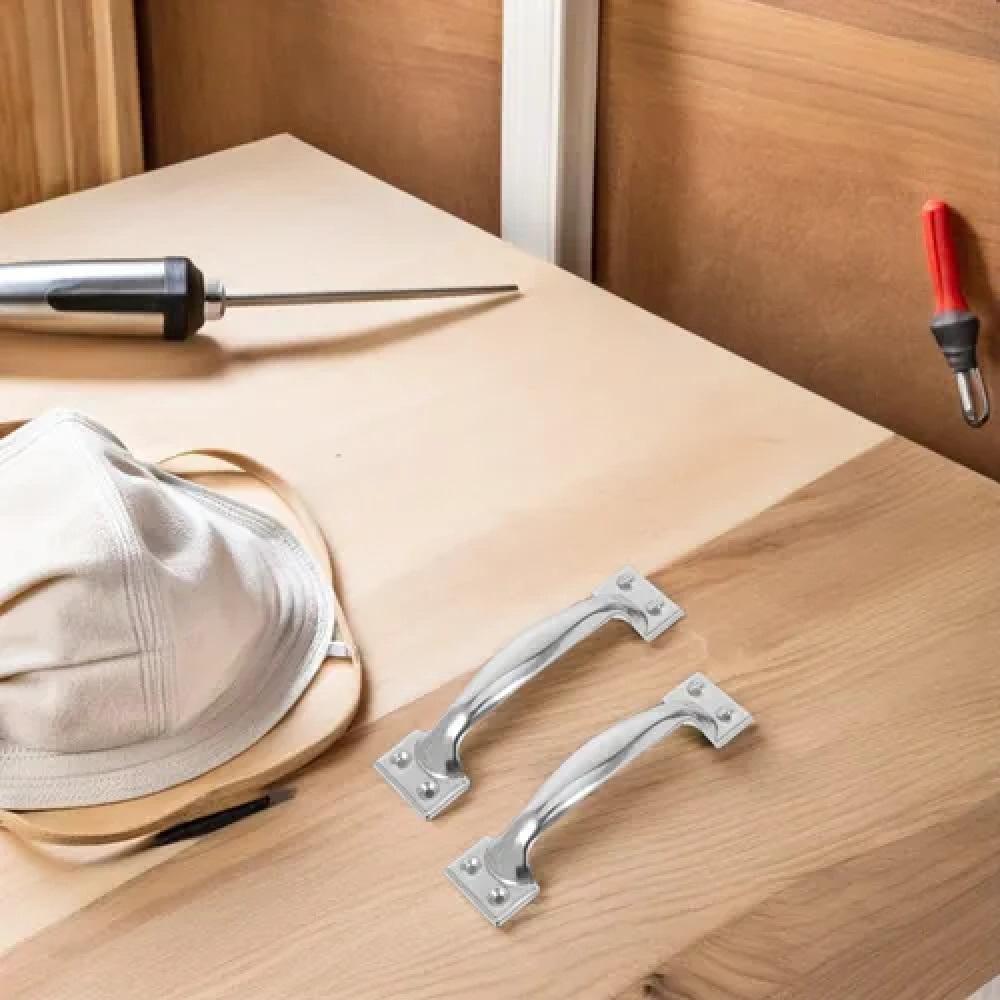 KIT 4 PUXADOR INOX PORTA GAVETA MOVEIS MDF MULTIUSO CLASIC CROMADO ERGONOMICO GUARDA ROUPA