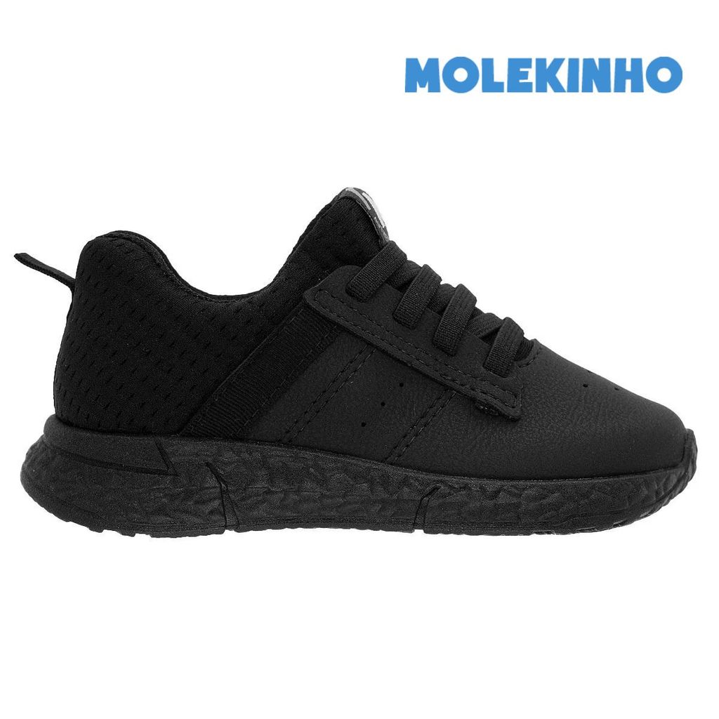 Tênis Infantil Menino Molekinho All Black Confortável em Oferta na Shopee