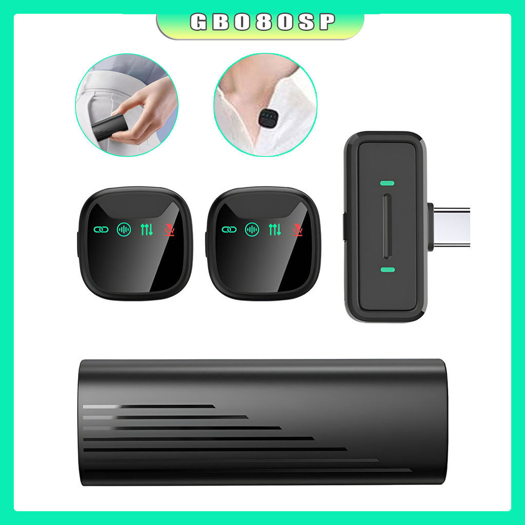 Microfone Lapela Wireless Portátil Com Cancelamento Ruído Anti Ruído Tipo C iPhone Gravação Celular