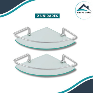 Kit com 2 Porta Shampoo de Canto – Suporte para Banheiro em Vidro 6mm, prático, moderno e ideal para otimizar seu espaço em Oferta na Shopee
