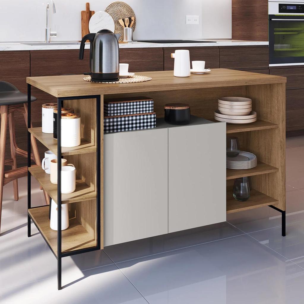 Mesa Bancada Ilha Industrial 2 Portas Jenny Mel Z54 - Mpozenato