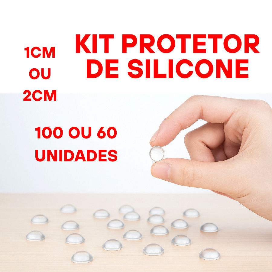 Protetores De Silicone 100UN 1CM Ou 60UN 2CM Anti-impacto Adesivo Bolinha Resistente Porta Moveis