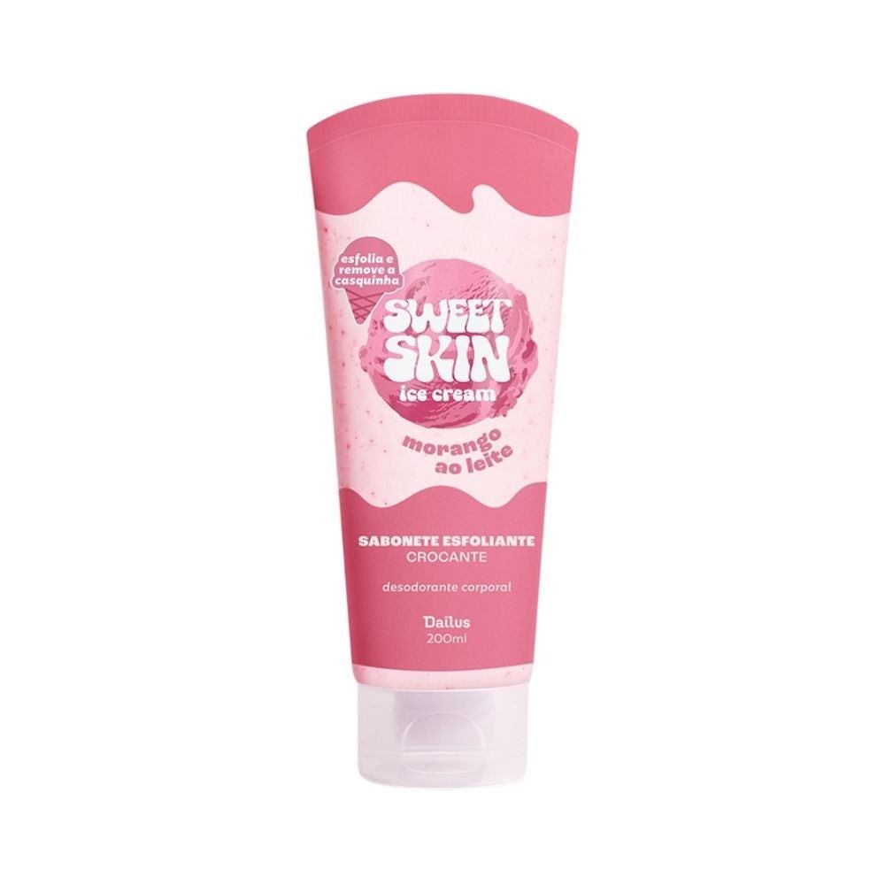 Sabonete Esfoliante Corpo Dailus Sweet Skin Morango Ao Leite 200ml