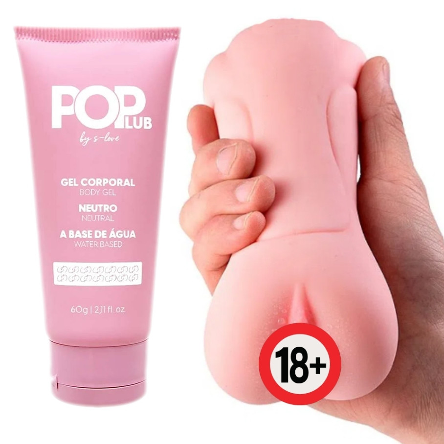 KIT Masturbador Masculino Perereca de Borracha Vagina C/ Textura + Lubrificante Intimo SEX SHOP — imagem 2 de 2