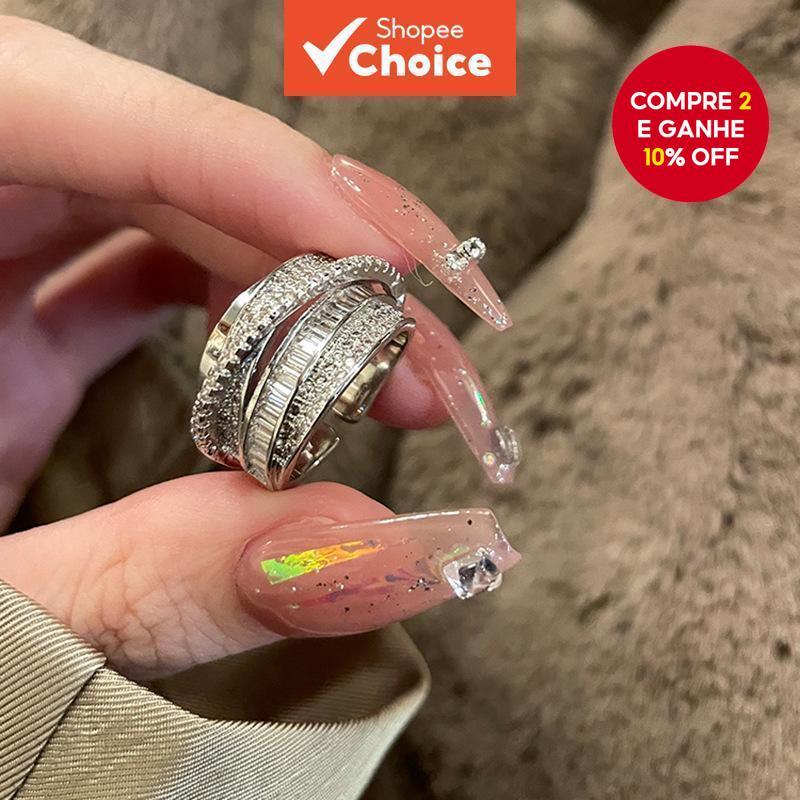DREJEW Anel Zircon De Abertura Personalizado Indicador Versão Coreana De Jóias ins all-match em Oferta na Shopee