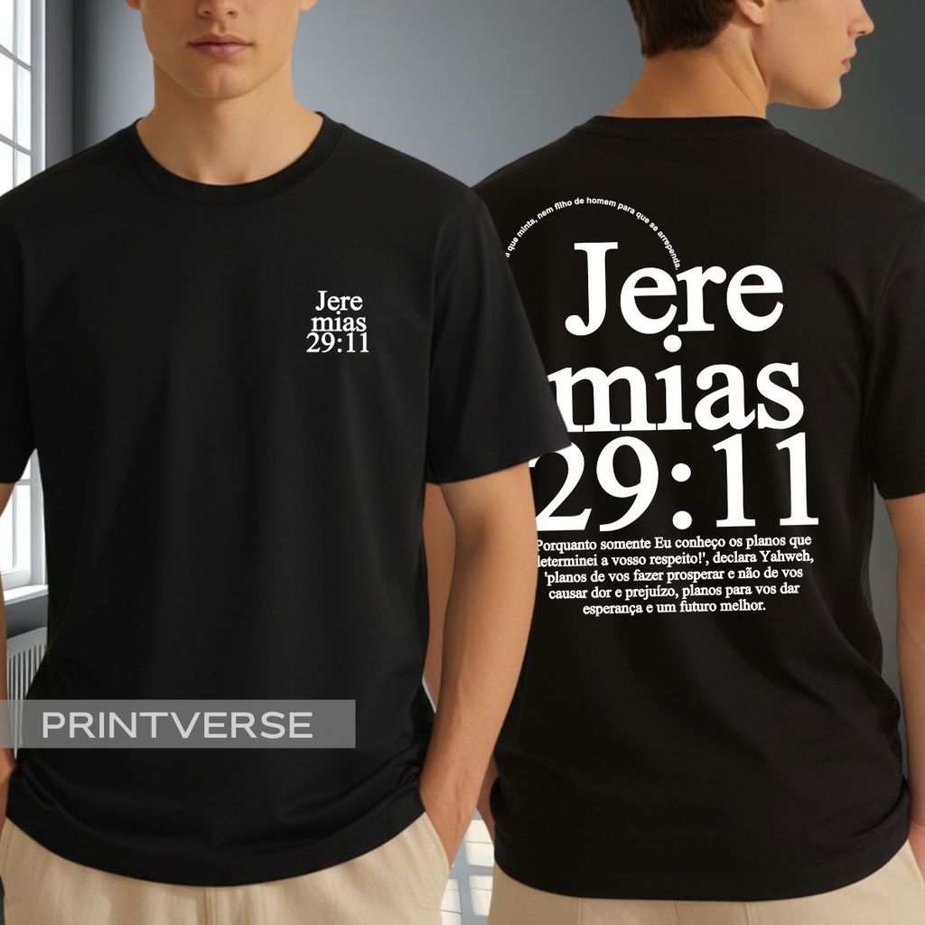 Camiseta Religiosa Jeremias 29:11 Planos De Deus Paz Senhor Versículo Bíblico Camisa Unissex Plus Size 100% Algodão