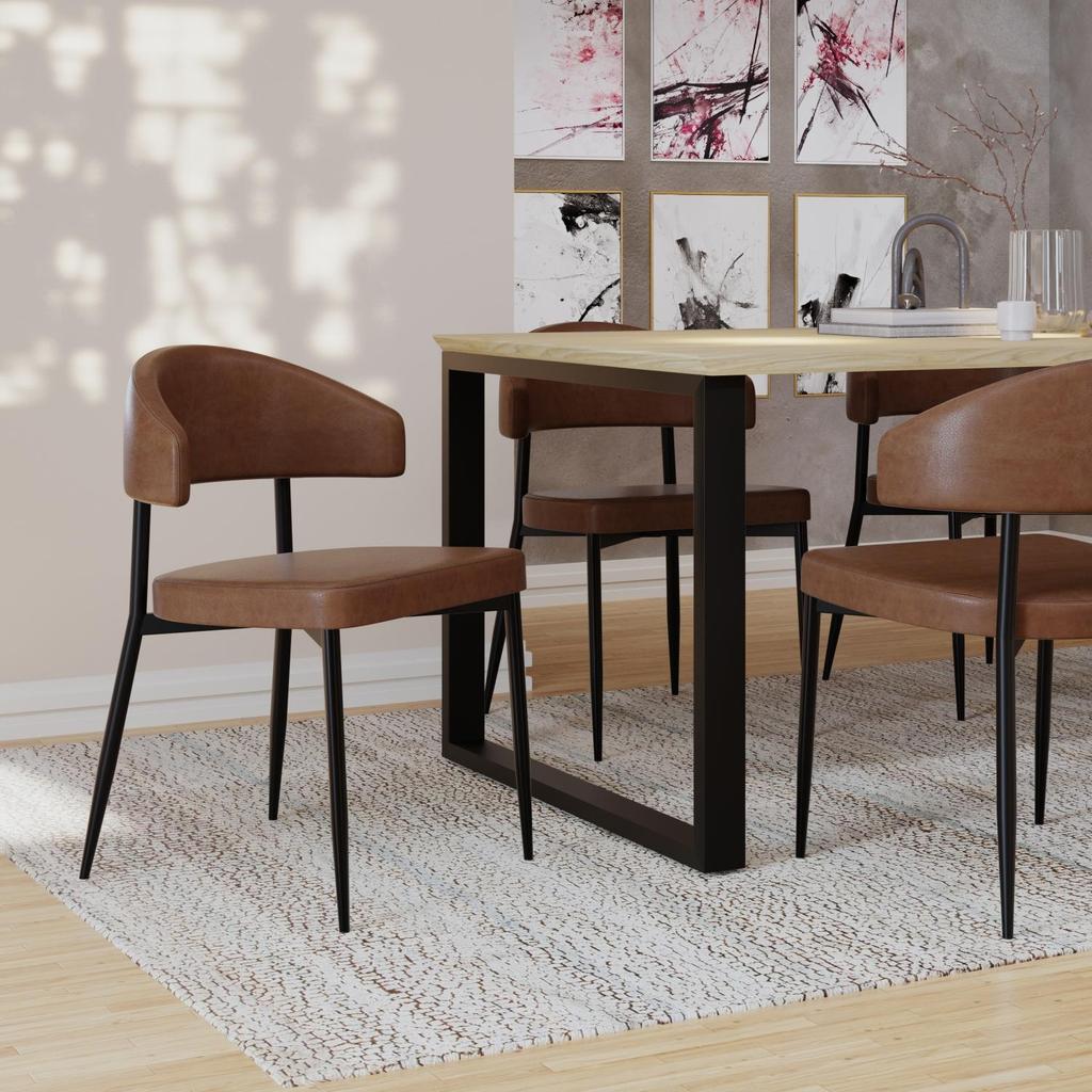 Conjunto 4 Cadeiras de Jantar Revestimento Sintetico Bless Est. Preta