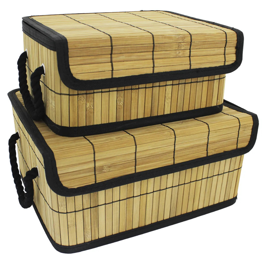 Kit 1 ou 2  Cestos Organizadores de Bambu Multiuso Forro Organizador Objetos Quarto Roupa Banheiro com tampa em Oferta na Shopee