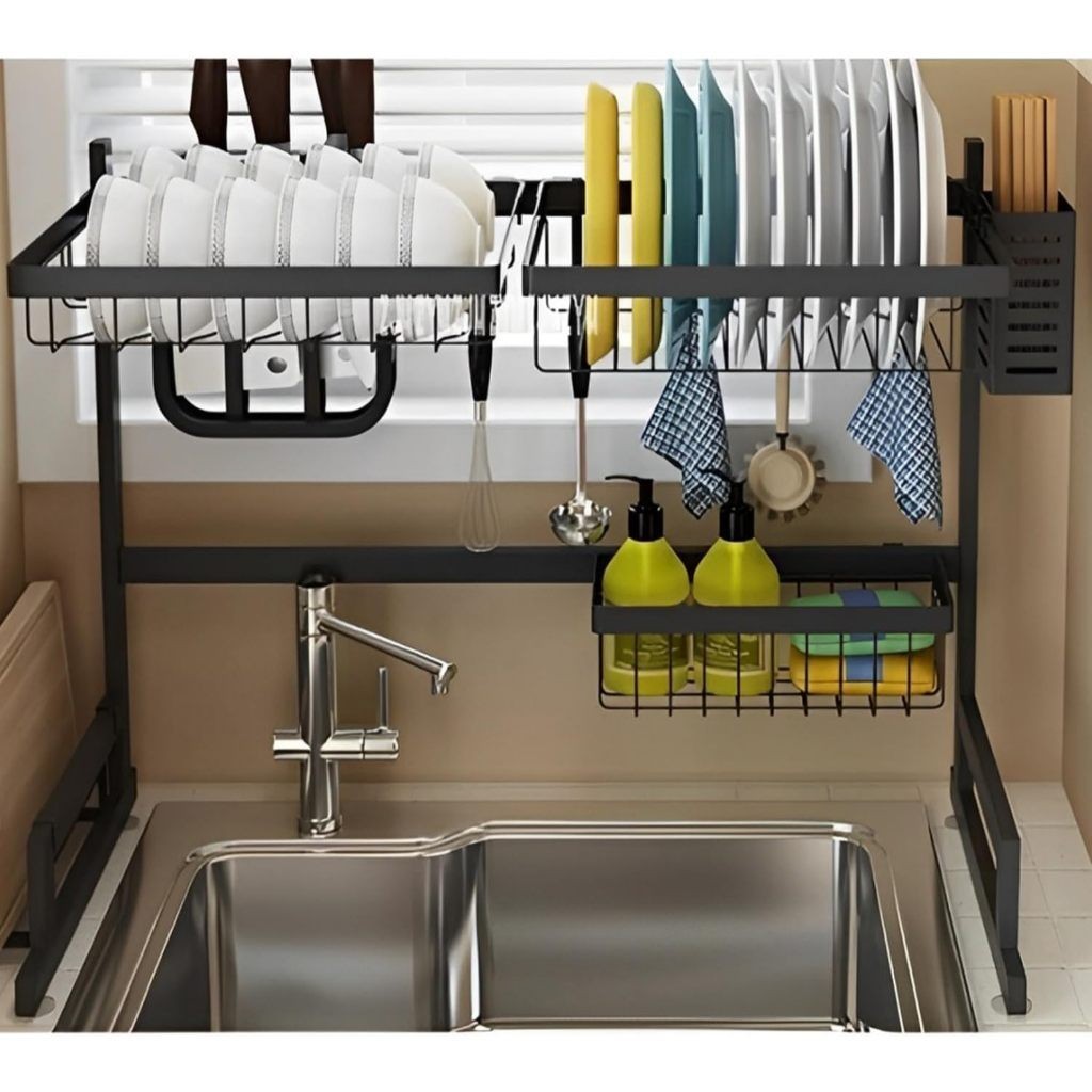 Detalhes do Escorredor Rack Suspenso de Louças Organizador Multiuso De Cozinha com Porta Talher