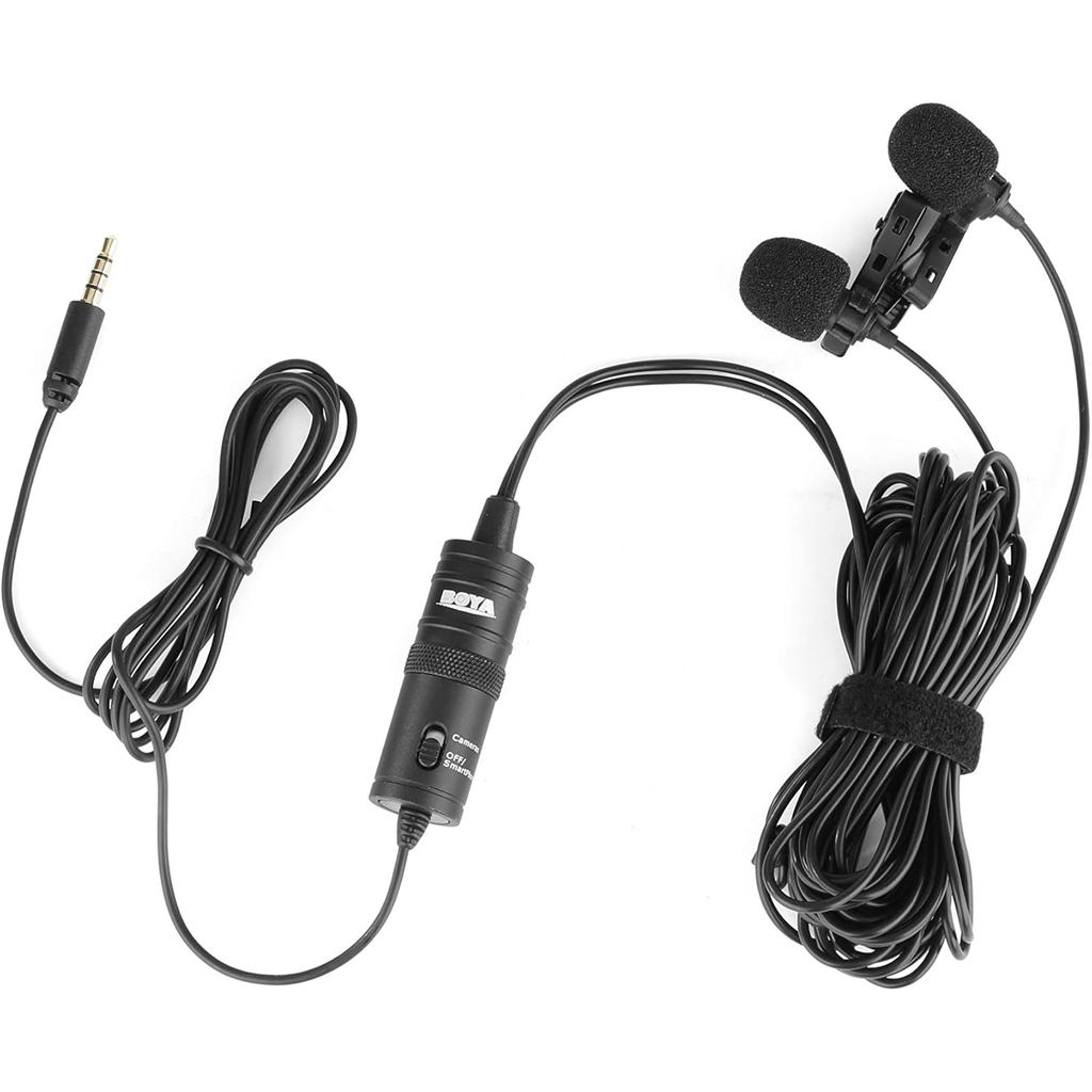 Microfone de Lapela Duplo BOYA BY-M1DM, Omni Direcional + Garantia