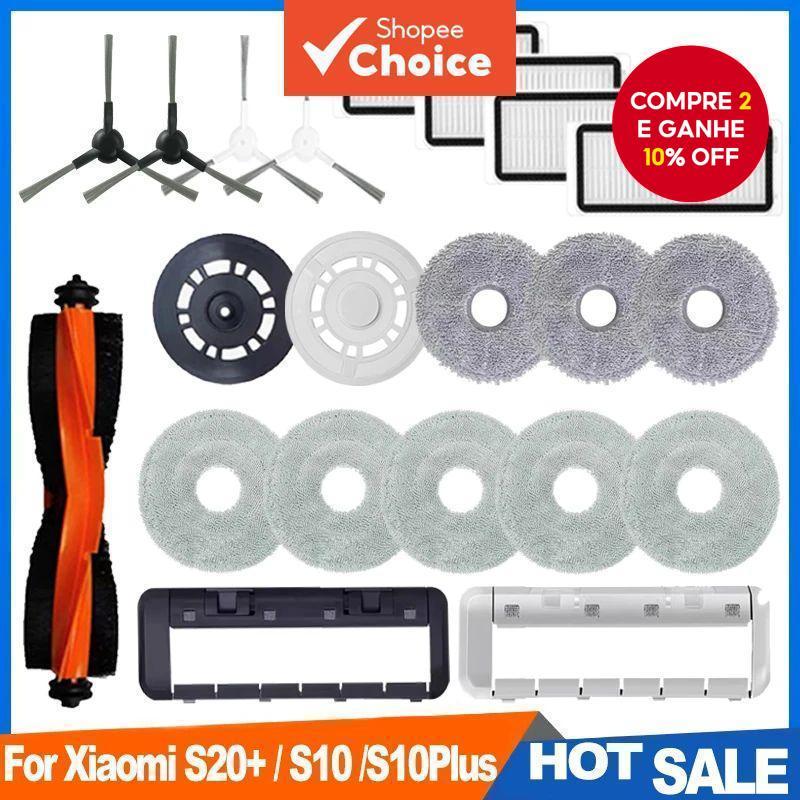  Acessórios para o Aspirador de Pó Robô Xiaomi S20+ / S10 / S10 Plus - Peças de Reposição (Escova, Filtro HEPA, Pano de