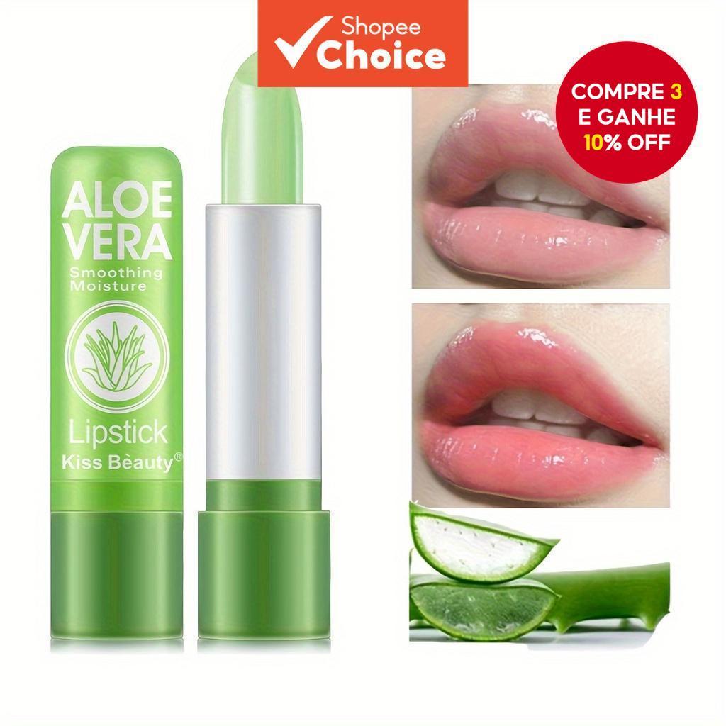 3PCS Batom Matte de Aloe Vera Natural, Batom Mágico que Muda de Cor, Hidratante Labial à Prova d'Água em Oferta na Shopee