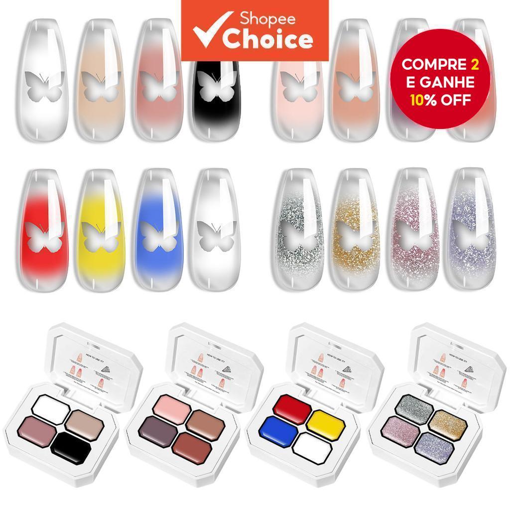 Paleta De Pigmento Gel Limegirl 4 Em 1 Para Unhas - Esmalte Sólido Para Design Gradiente E Decoração DIY em Oferta na Shopee