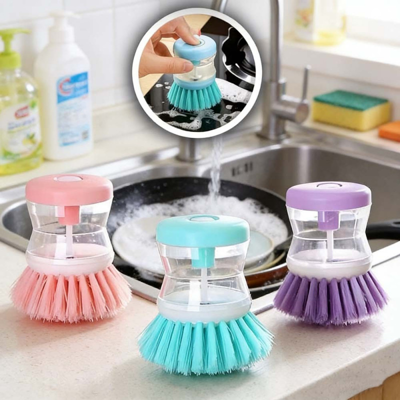 Kit 3 Unidades: Escova Multiuso para Limpeza com Dispenser de Detergente - Para Louça, Sabão e Sabonete Líqu em Oferta na Shopee
