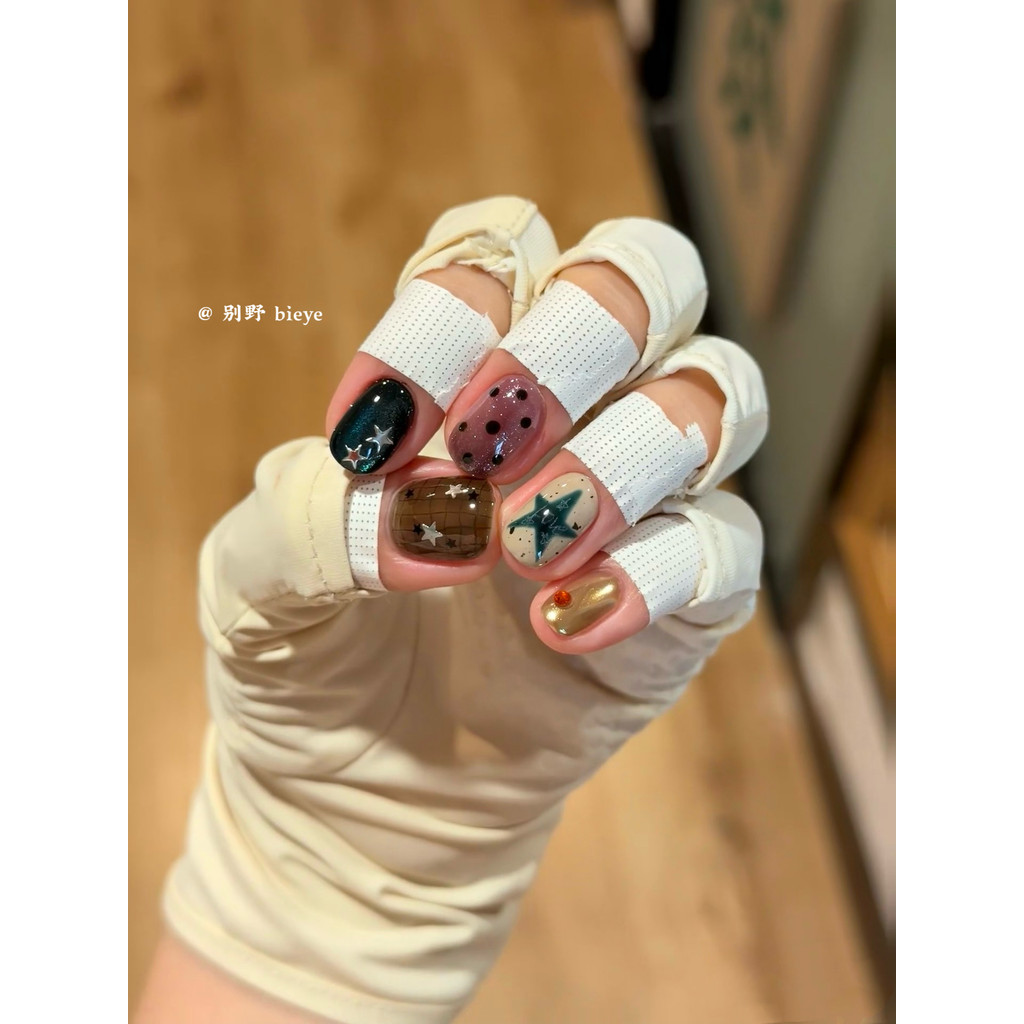 Estrela de bolinhas ensolarada | Estilo Retro contraste cor estrela bolinhas xadrez Manicure adesivo único contraste cor