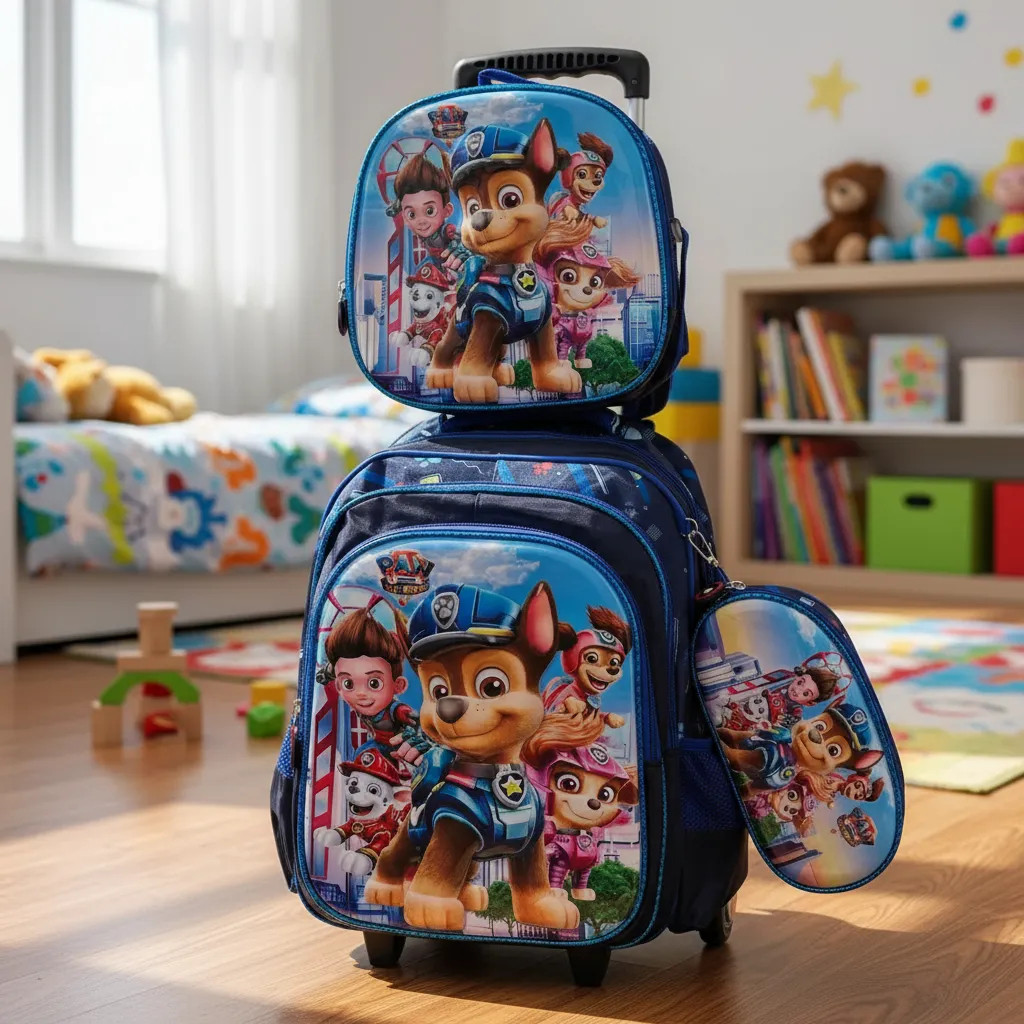 Kit Mochila De Rodinha Menino Lancheira E Estojo Personagens patrulha canina em Oferta na Shopee